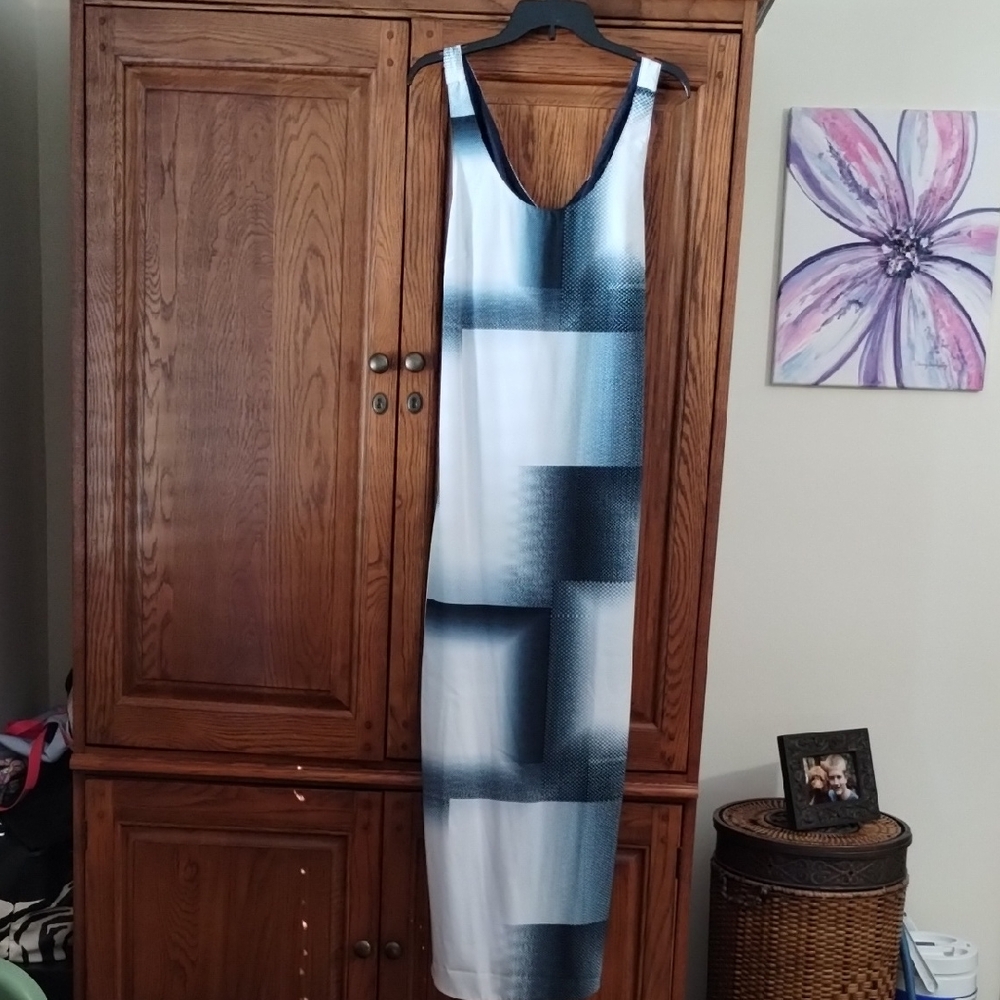 Calvin Klein Jeans Blue and White Maxi Dress